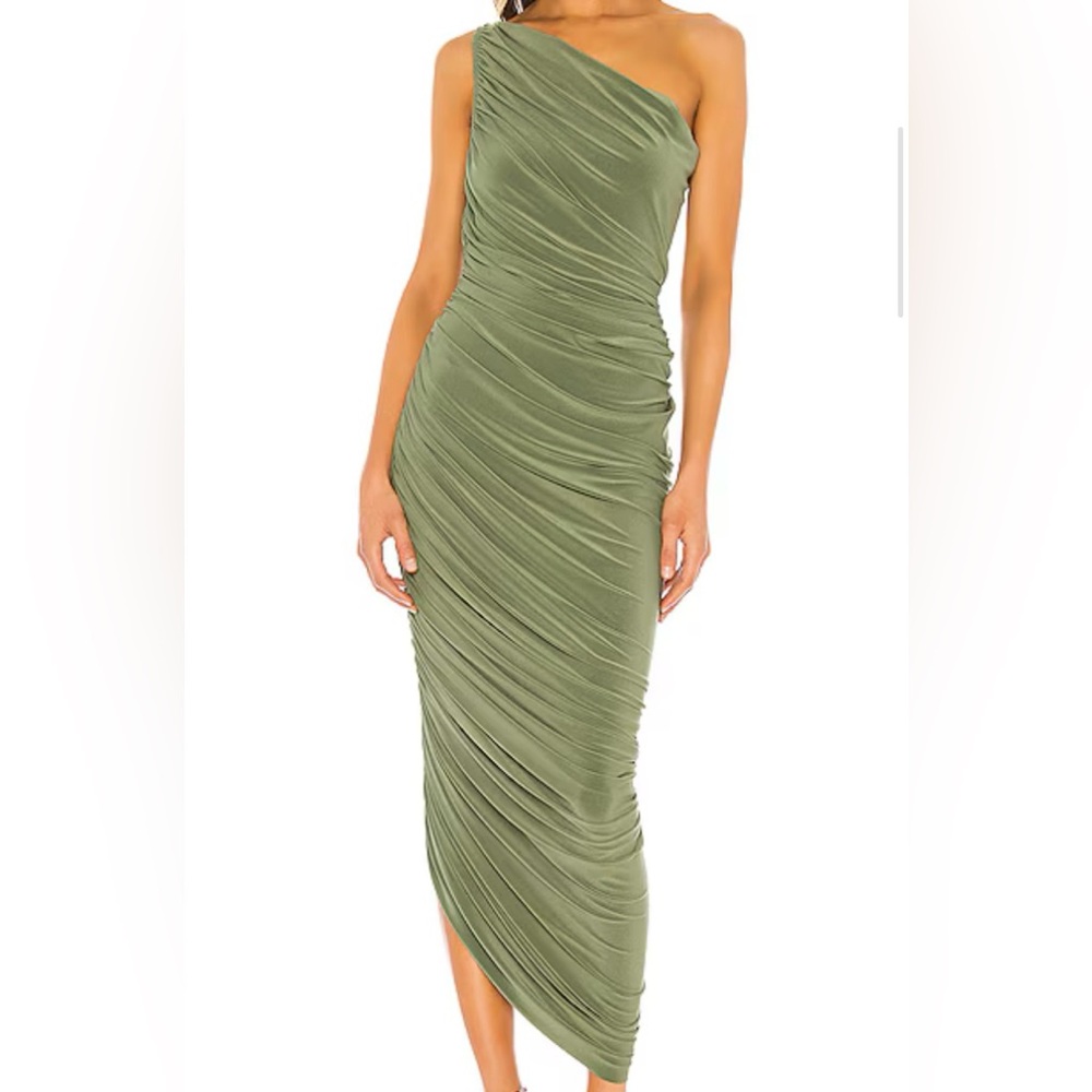 Elegant Olive Green One-Shoulder Dress